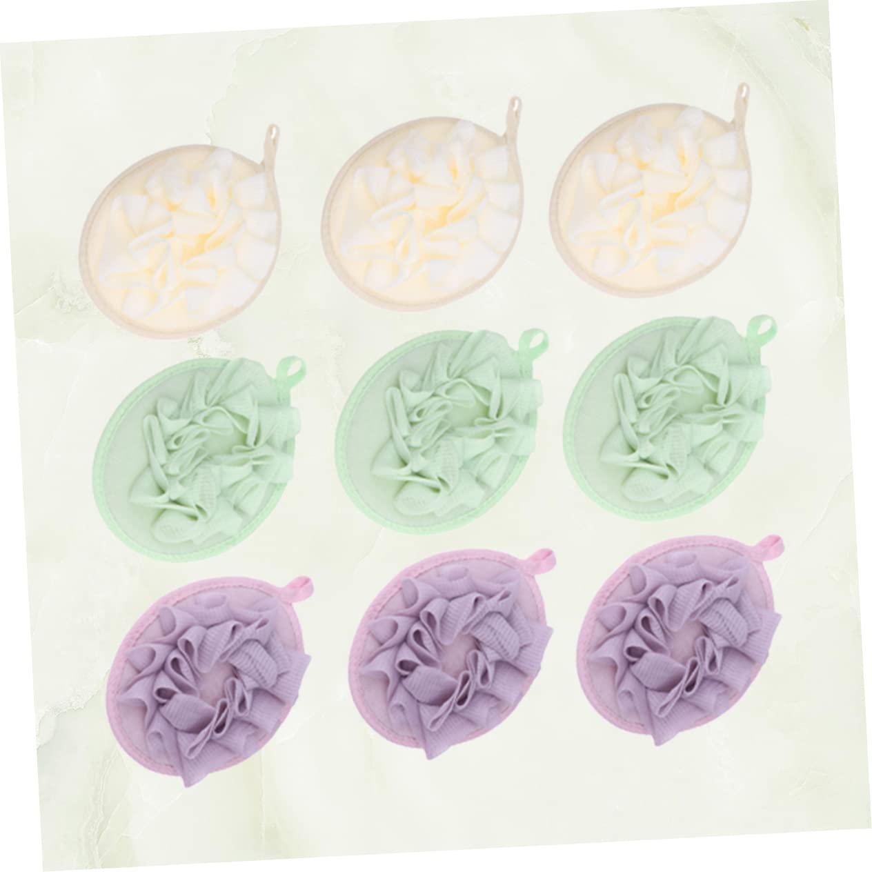PartyKindom 9Pcs Soft Bath Ball Bath Bubble Net for Relaxing Showers Colors with Each Durable Bathing Accessory for Exfoliating and Cleansing Skin