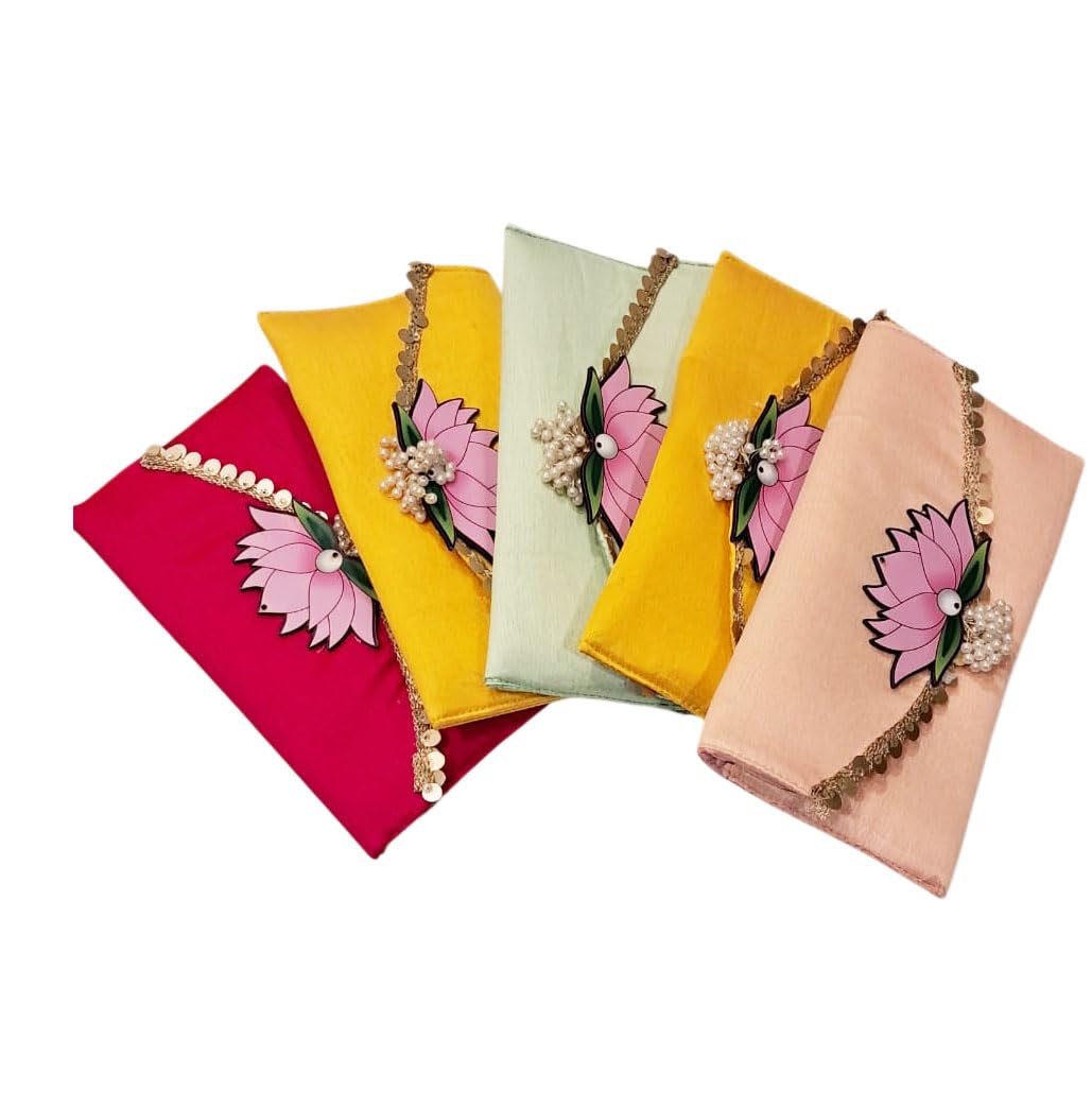 brown leaf Beautiful indian Traditional Handmade Wallet Clutch with mdf lotus For Wedding Favor, Housewarming Return Gifts, Puja Favors, Gift For Guests Rakhi Gift For Sister-picture-39
