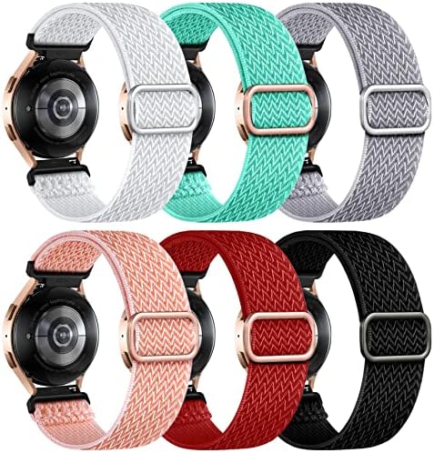 Charlam Compatible with Samsung Galaxy Watch 5 & 4 40mm 44mm/Pro 45mm/Samsung Galaxy Acitve 2 Watch Band 40mm 44mm/Watch 4 Classic 42mm 46mm/Galaxy Watch 3 41mm, 6 Pack 20mm Sport Elastic Nylon Band,D