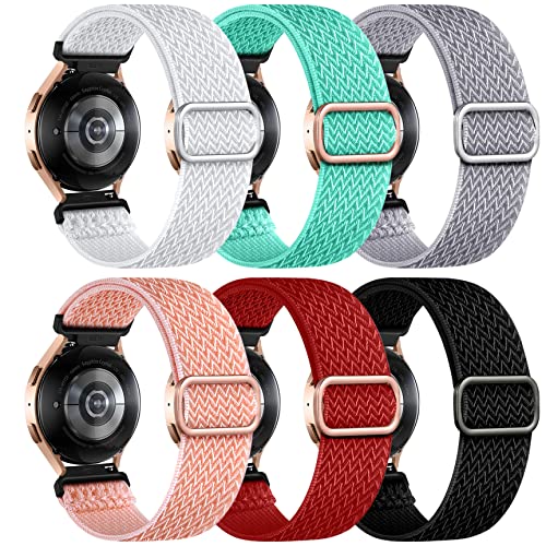 Charlam Compatible With Samsung Galaxy Watch 5 & 4 40Mm 44Mm/Pro 45Mm/Samsung Galaxy Acitve 2 Watch Band 40Mm 44Mm/Watch 4 Classic 42Mm 46Mm/Galaxy Watch 3 41Mm, 6 Pack 20Mm Sport Elastic Nylon Band,D #TOP2