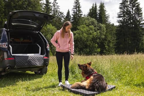Autohundebett Reisebett Hundebett für Kofferraum Transportsystem 90x55cm (Farbe: schwarz-rot)