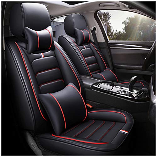 Housse De Siège Et Coussin De Voiture Protecteur pour Ford Ranger 2011-2015 Universelle Similicuir Avant ​Arrière Ensemble De Couvre Siege sur Mesure 5 Sièges Couverture Siège Accessoires,Rouge