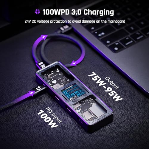 Image of DockCase Explorer Edition Visual Smart USB C Hub (7-in-1) with HDMI Port 4K@60Hz, 100w PD Power Delivery, 3 USB-A 5Gbps Data Ports, SD /TF Card Reader, for MacBook Air /Pro, iPad Pro, Dell XPS, and More