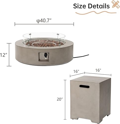 Miniatura 2 de HOMPUS Mesa redonda de propano para exteriores, mesa de fuego de 41 pulgadas con protector contra el viento y mesa de cubierta de tanque de 20