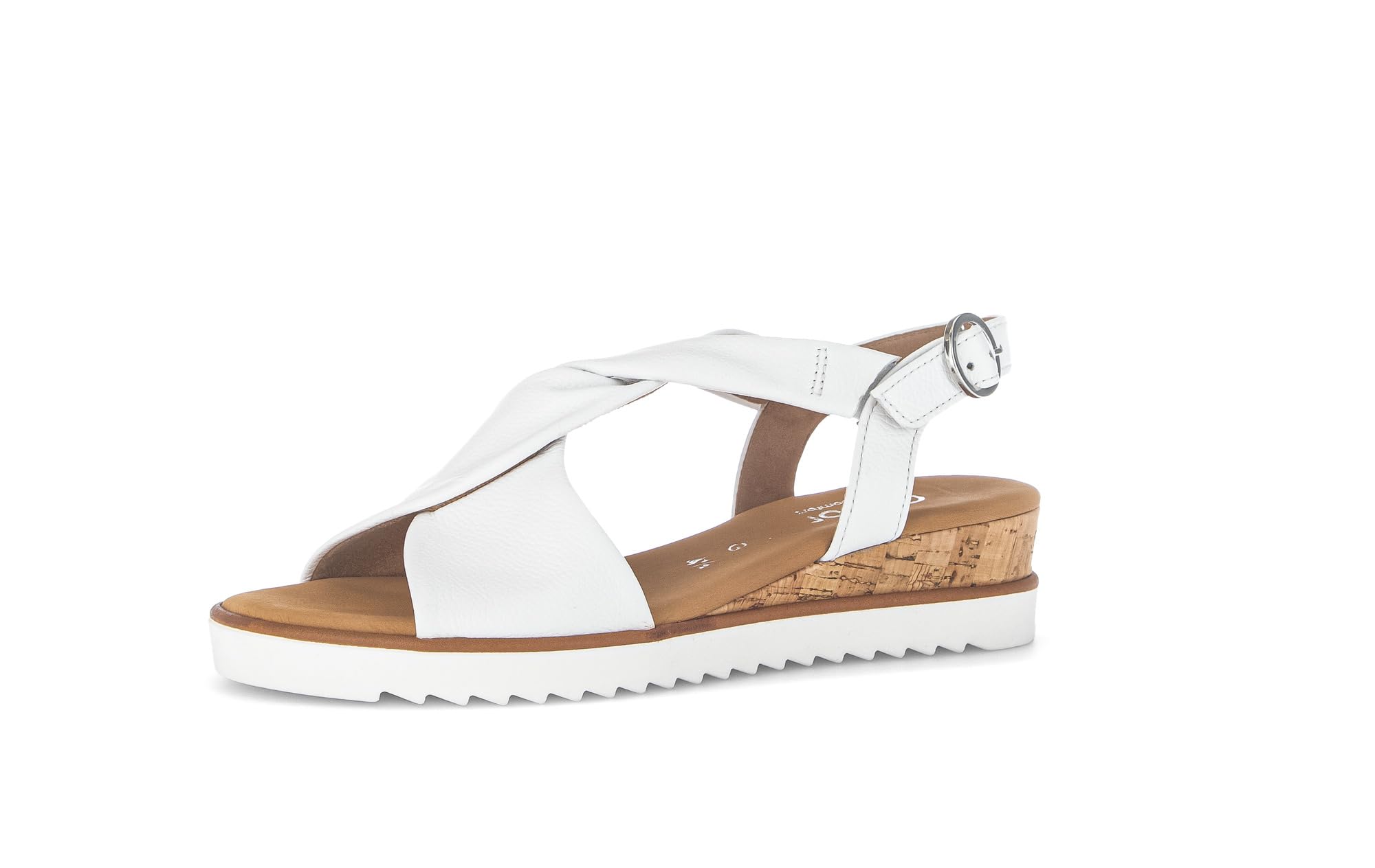 Gabor Damen Keilsandalen, Frauen Sandalen,Leichte Mehrweite (G),Sommerschuhe,Freizeitschuhe,offene Schuhe,Weiss(Kork/offwhi),39 EU / 6 UK