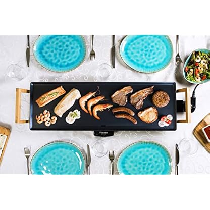 Bestron elektrischer Tischgrill, XL Teppanyaki Grillplatte im Asia Design, Grillspaß für 6 Personen, extra große Grillfläche, 1.800 W, Farbe: Schwarz – Bild 7