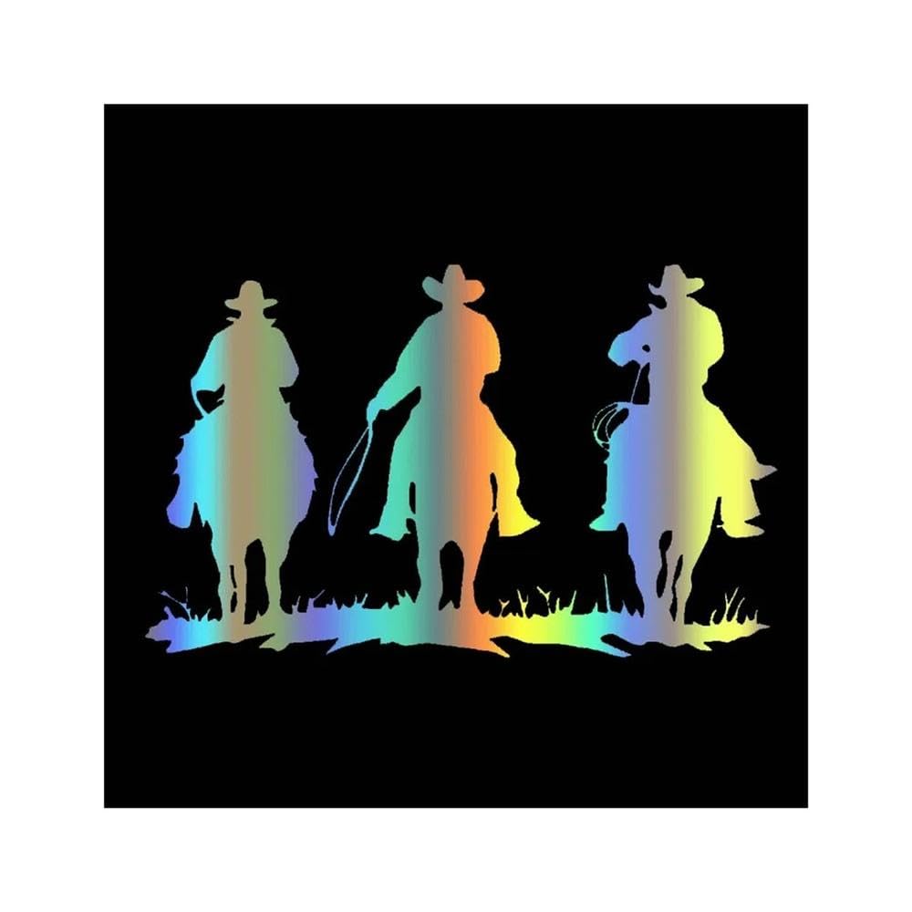 Cowboys On Horses Die Cut Vinyl Decal Car Sticker Waterproof Auto Decors On Bumper Window Laptop(Laser)
