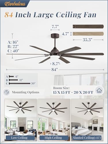 Image of Fanbulous 84 Inch Outdoor Ceiling Fans with Lights,Oil Bronze