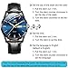 OLEVS Men's Watch Black Faux-Leather Band Inexpensive Quartz Watch Men Blue Face Classic Three Hands Mens Minimalist Watches Stainless Steel Simple Round Water Resistant Men Dress Watches for Father