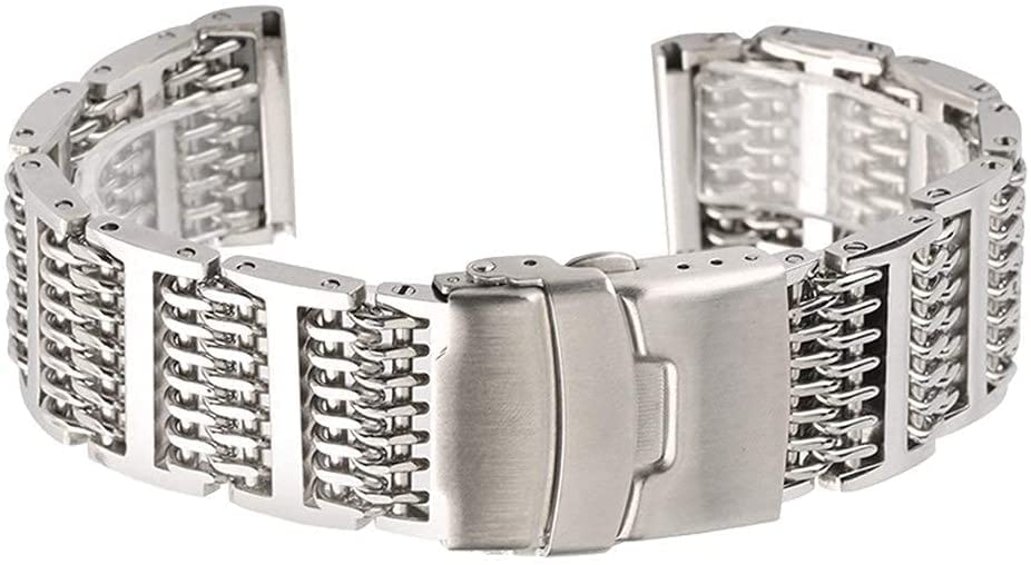 Bracelet montre réglable et fermoir pliable en maille acier robuste - 6