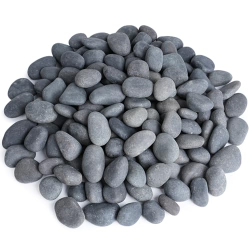 Image of Pulovin 40 lbs River Rocks for Landscaping, 0.4-1 inch Natural Rocks for Aquarium, Fish Tank, Decorative Garden Stones for Plants, Flower Pots, Vase, Walkways