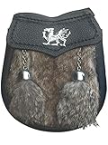 AAR New Baby Fur Sporran Scottish Free Chain Leather Kilt Multi Design Brown Fur 2 Tassels (Welsh...