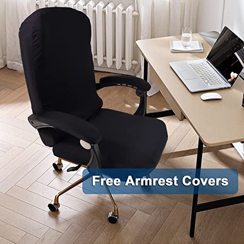 Womaco Office Chair Covers, Stretch Computer Chair Cover With Armrest Covers, Universal Boss Chair Covers Modern Simplism Style High Back Chair Slipcover (Black, Large) #TOP1