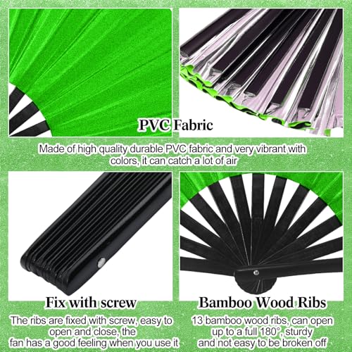Image of Maitys Large Rave Fan Folding Handheld Fans 13'' Clap Fans for Line Dancing Clack Fan Holographic Festival Accessory for Martial Art Gift Performance, Includes 2 Pouch