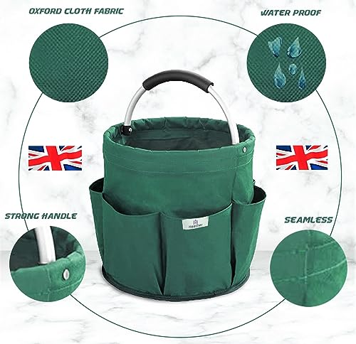 Organizador de limpieza con asa para utensilios de limpieza. Bolsa plegable para herramientas de jardín, bolsa de herramientas pequeña, rosa, multibolsillo, plegable, ahorra espacio, para coche, - imagen 4