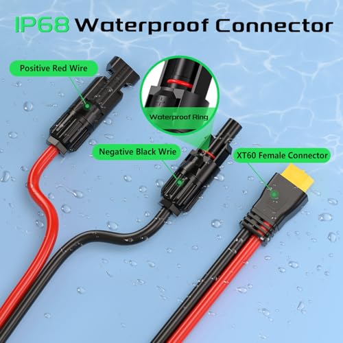 Bateria Power Cabo de extensão de carga solar para XT60 com tampas de conectores solares, conector s