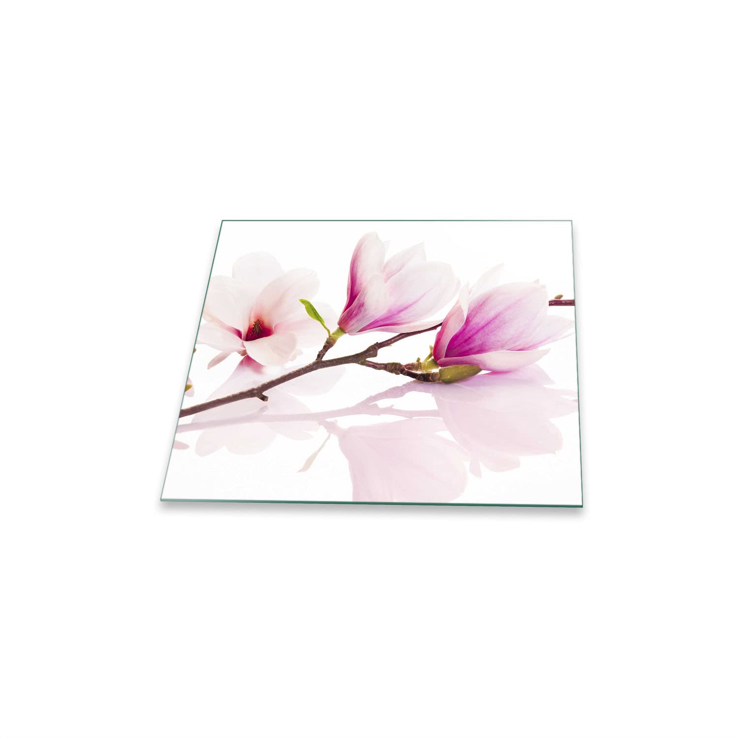 Herdabdeckplatte Abdeckung Ceranfeld Abdeckplatte Schneidebrett 1-Teilig 60x52 Magnolie Rosa Spritzschutz Glasplatte Ceranfeldabdeckung Schutz Kochplatten Herdschutz Sicherheitsglas Glasschneidebrett