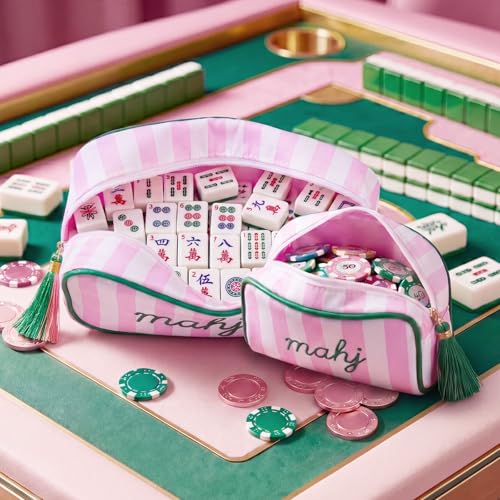 Set 2 bolsas para dados de Mahjong con bordado MAHJ miniatura 4