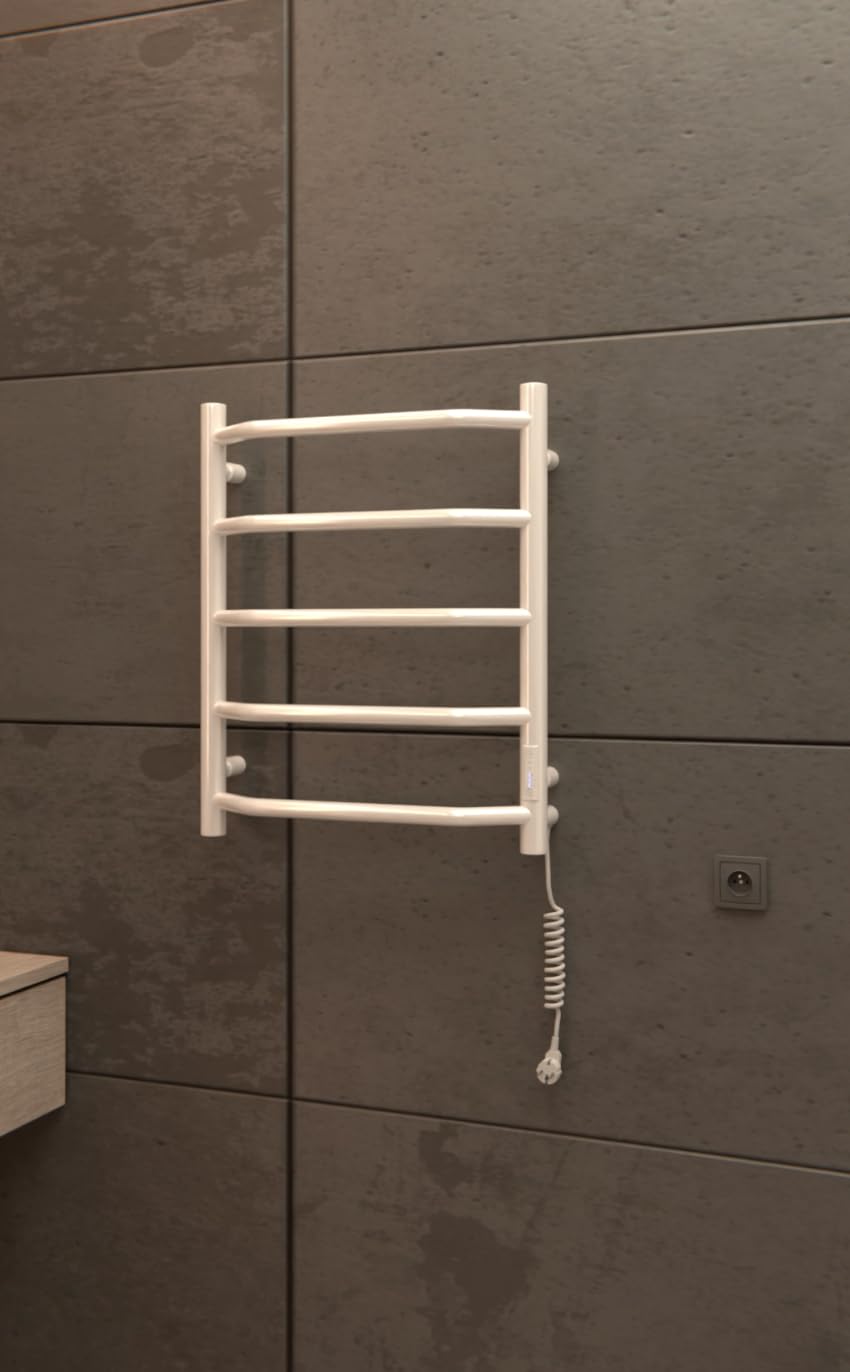 Elna Scaldasalviette Bianco - 45W - 500x420mm - Elettrico per tutti i giorni e la famiglia - Compatto, facile da pulire e sicuro - Con timer, termostato ed Eco - IP44 - Acciaio inossidabile