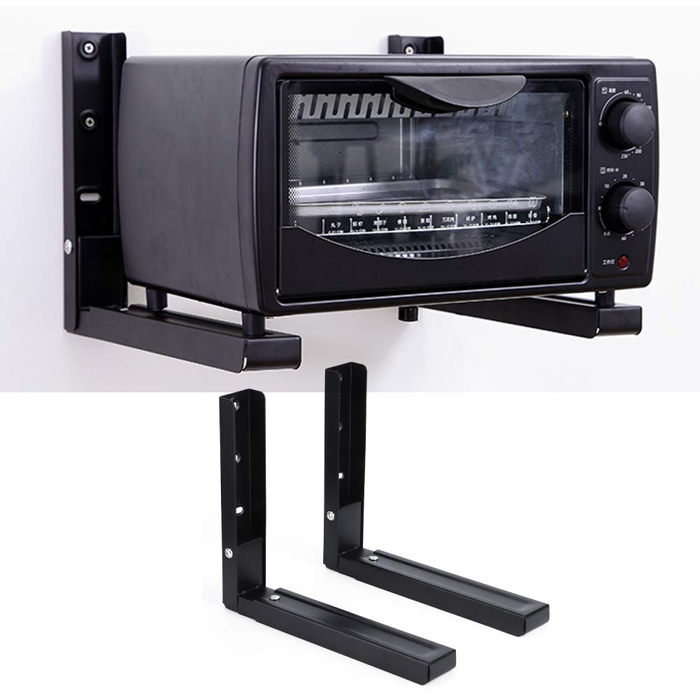 Support télescopique réglable pour micro-ondes noir en métal | 2 unités