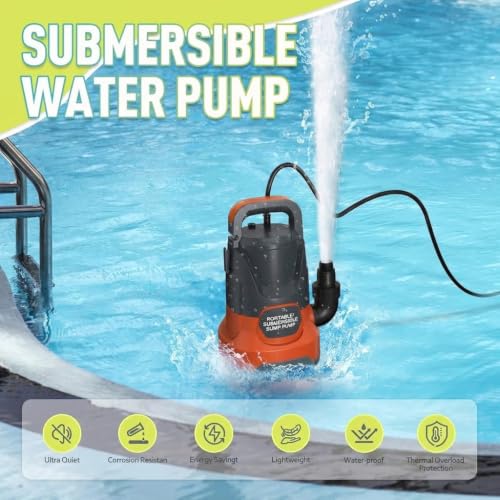 Image of Sump Pump 1HP 4000GPH Electric Thermoplastic Submersible Water Pump