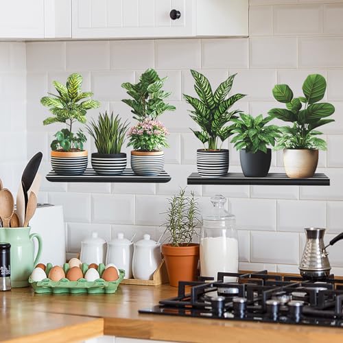 Image of Green Plant Wall Stickers, 3D Bonsai Tropical Betterfly Creative Vinyl Peel and Stick Removable Wall Art for Living Room Bedroom Home Office (Green Plant 7)