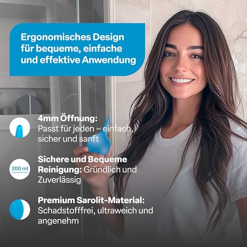 Raibu Ohrenreiniger 200ml - Ohrenschmalz Entferner für Babys, Kinder & Erwachsene - Sicherer & Wiederverwendbarer Ohrreiniger - Ohrendusche & Ohrsauger, perfekt zur Ohrreinigung