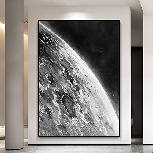 Peintures acryliques peintes à la main toile lune 3D rétro