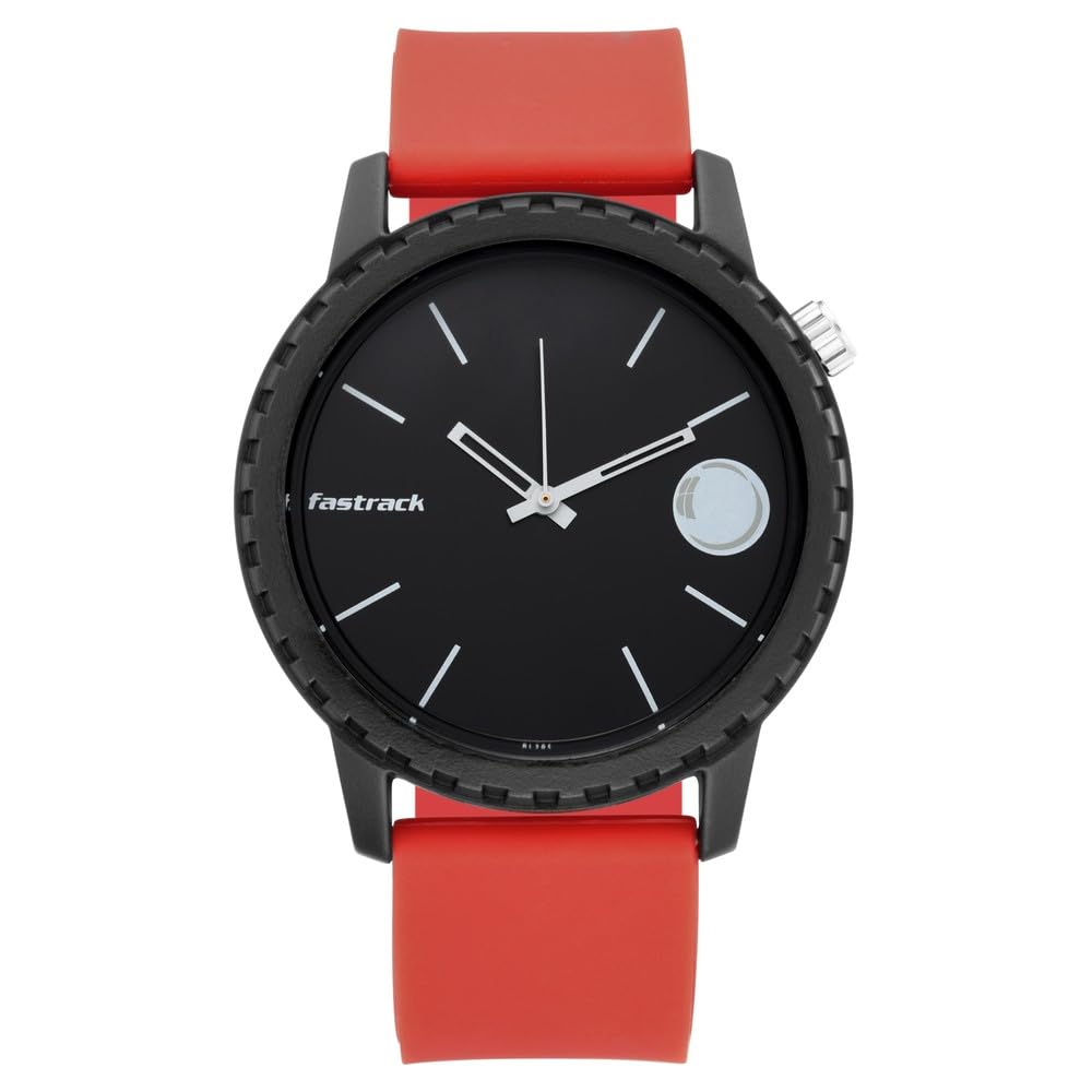 Unisex Silicone Analog Black Dial Watch-38039Pp14W, Band Color-Pink-image-36