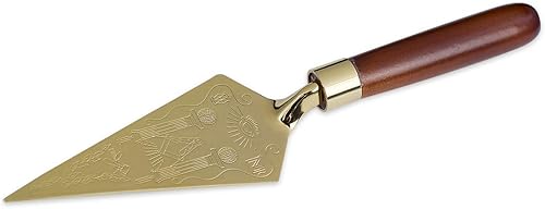 Paleta con mango de madera y hoja de oro decorada regalo masónico