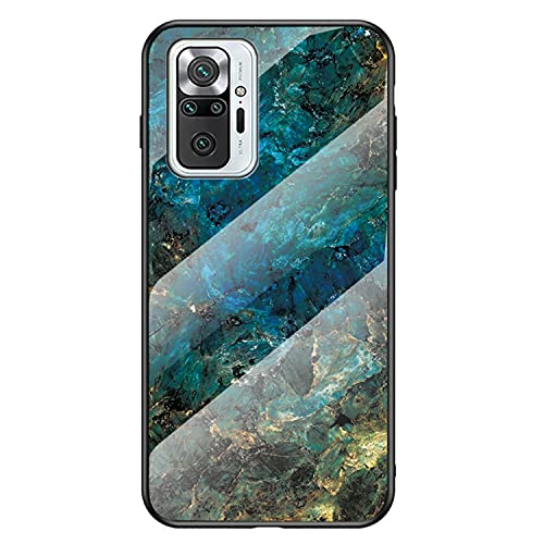 PANXIYUE Coque pour Xiaomi Redmi Note 10 Pro,TPU Bord Souple de Verre Trempé avec Marbre Motif Étui Housse pour Xiaomi Redmi Note 10 Pro Cover