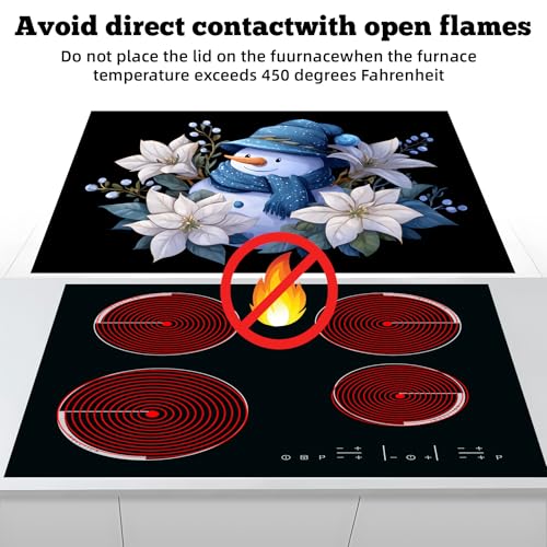 Image of Christmas Multi-Design Stove Cover for Glass /Electric Stoves - 3-in-1 Heat-Resistant Protector Mat, Non-Slip Drying Rack 28 inchx20 inch