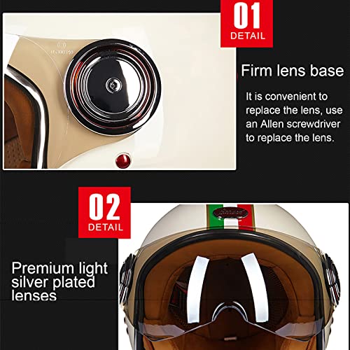 Casco de moto retro JATIBOSH demi-jet en ABS resistente con soporte de lente fijo 4