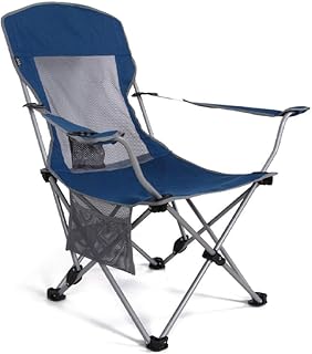 VENDISART Silla plegable de respaldo alto de 120 kg Sit-out al aire libre plegable de dos velocidades ajustable sentado y acostado 2use silla de pesca