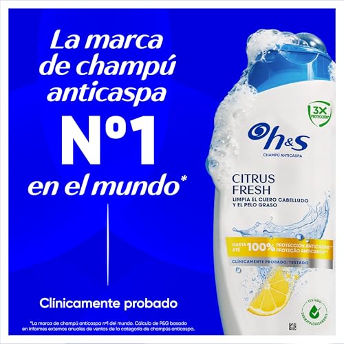 Miniatura 2 de H&S Citrus Fresh Champú Anticaspa para Pelo Graso Aroma a Cítricos 2x800ml