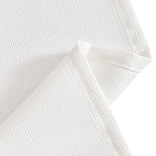 Jinchan JCDYWLSDD2-2824C00 White Kitchen Curtains 24 Inch Linen Textured Tier Curtains Tab Top Cafe Curtains Farmhouse Short Small Window Curtains Light Filtering thumb #3