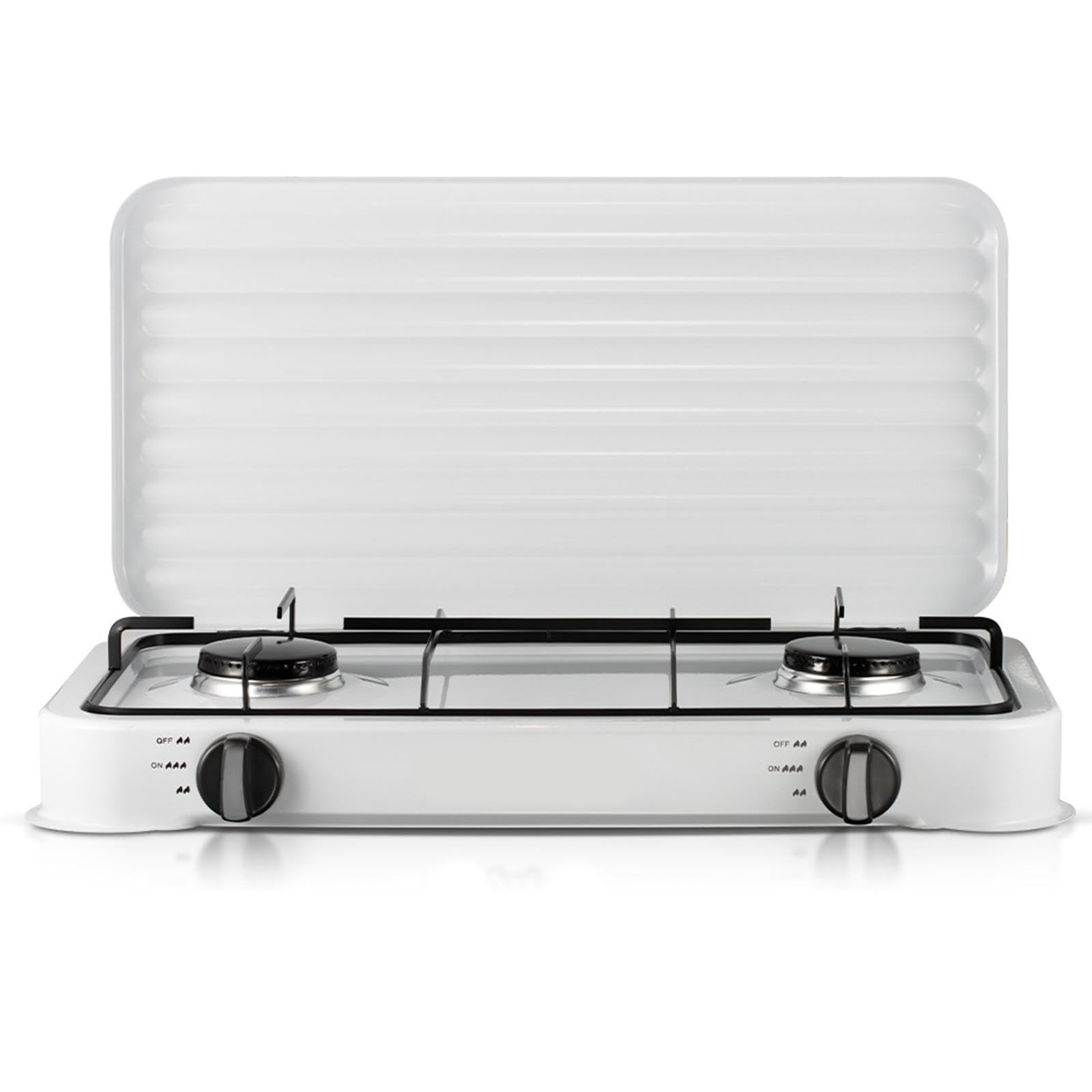 Placa de Gas con Quemador Doble, Resistente Y Fácil de Usar, Compacta, de Acero Inoxidable, con Integrado. Adecuada para El Hogar, Camping