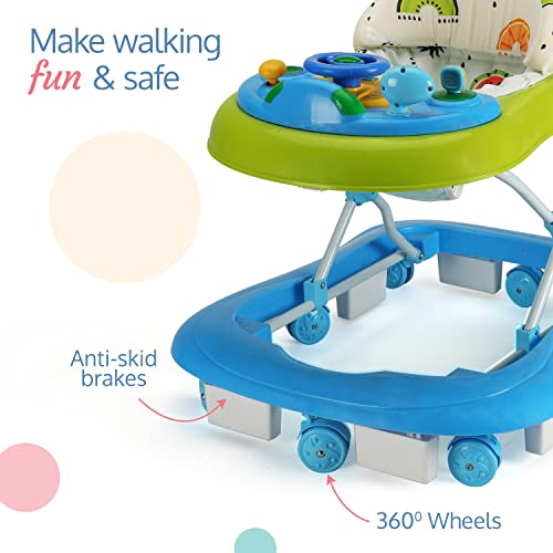 Image of LuvLap Sunshine Baby Walker with Parental Push Handle, Anti Fall, Anti Skid Mechanism, Height Adjustable with Light, Rattle & Music Toys, Cushioned Walker for Baby 6-18months (Blue)