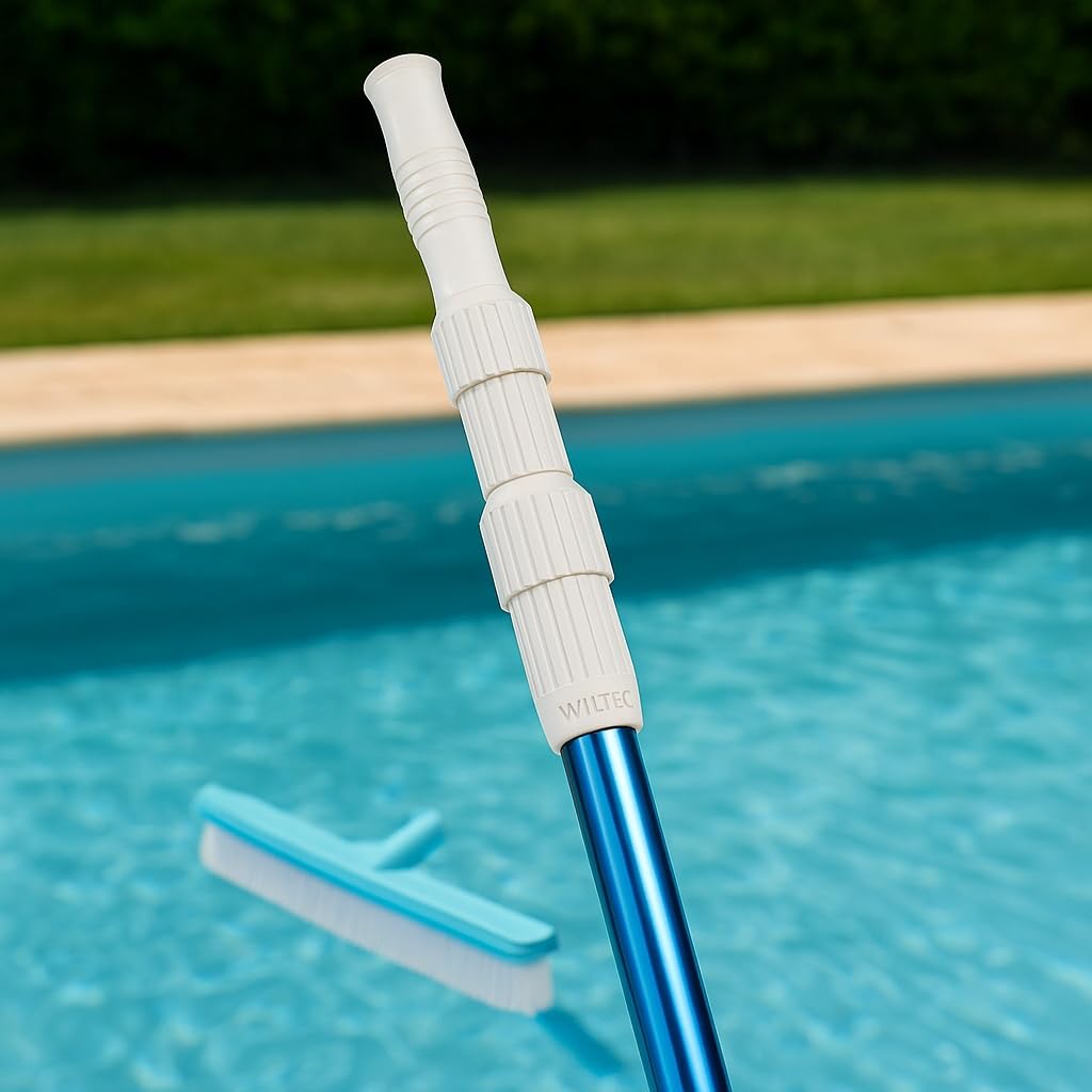 Wiltec Tige télescopique – 3600 x 540 x 530 mm – Raccord 28-30 mm/Réglable 120-360 cm – pour Tête de Brosse de Nettoyage de Piscine et Aspiration Pool Bassin