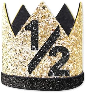 Baby 1/2 st Birthday Crown Hat, Birthday Party Decorations, Kids Party Props Shooting, Party Suppliesâ€¦ (Black Gold)