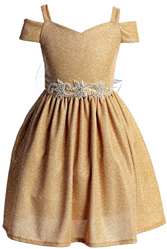 Little Big Cold Shoulder Shiny Rhinestones Easter Party Flower Girl Dress 4-14