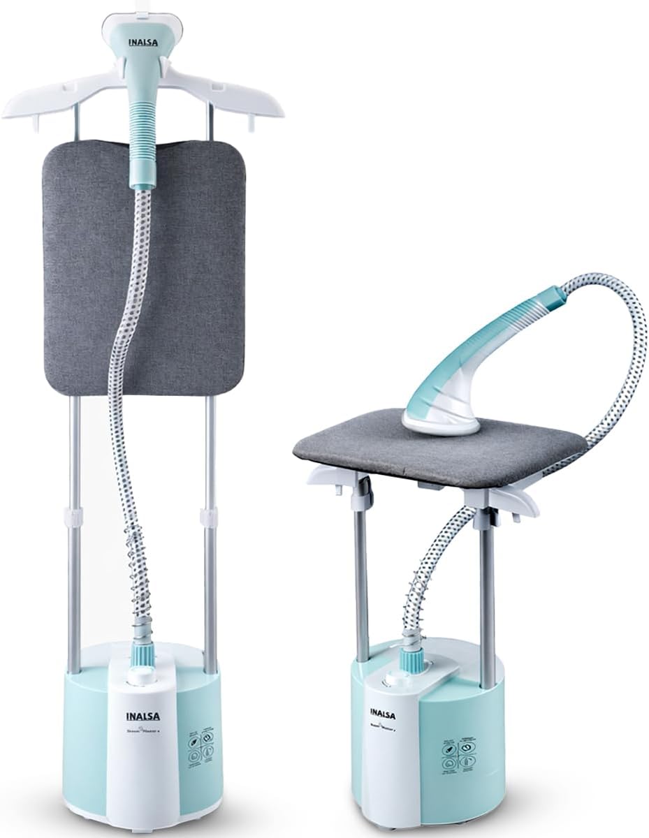 INALSA Standing Iron Garment Steamer-2000 W|Variable Control Knob |1.7 L Detachable Water Tank|Adjustable Iron Board|Vertical & Horizontal Steaming up to 30g/min|28 sec Fast Heating-STEAM MASTER PLUS