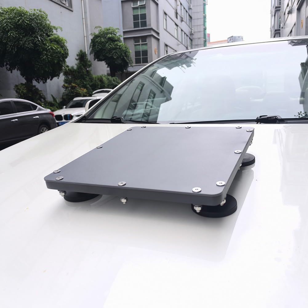 Mini soporte magnético de montaje con cubierta de lluvia, base de aleación de aluminio, techo de vehículo de sujeción fuerte de 4 imanes, accesorio gris