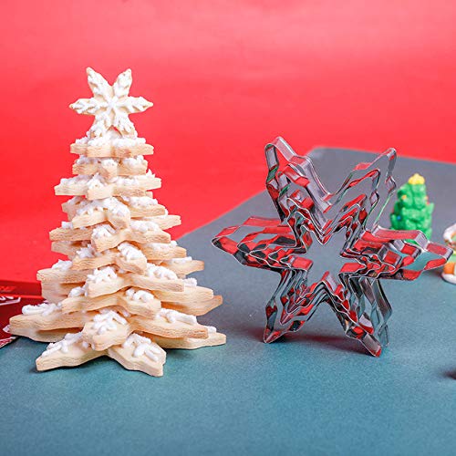 Sbyure Snowflake Cookie Cutter Set,5 Pcs Snowflake Shaped Stainless Steel Mold Cookie Cutter & 6Pcs Snowflake Plunger Decorating Fondant Embossing Tool For Christmas And Winter Holiday #TOP2