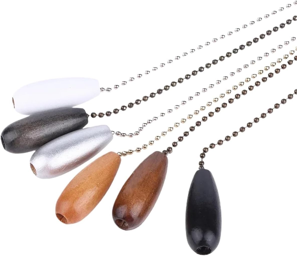 15pcs Ceiling Fan Chain Pulls Wooden Pull Pendant Rope Extension Easy Install Removal For Light Lamp(Black)