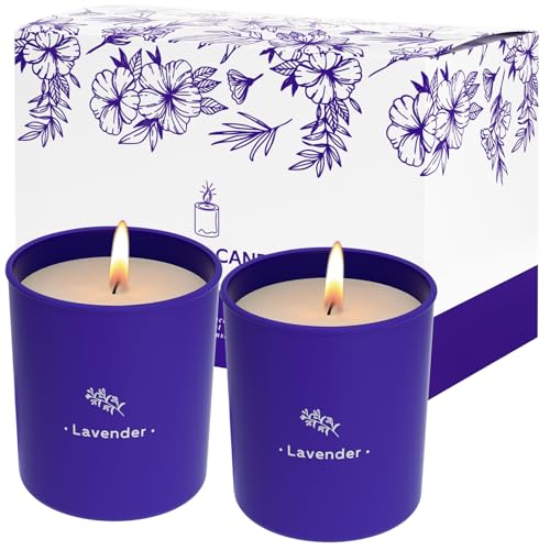 Lavender Scented Candle, 8 oz Soy Wax Jar Candle for Women, 45 Hour Burn