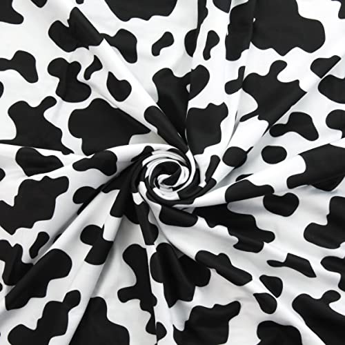 Luxurious Black Cow Print Double Brushed Polyester Fabric – 4-Way Stretch for Ultimate Comfort – 1 Yard 4 Luxurious Black Cow Print Double Brushed Polyester Fabric – 4-Way Stretch for Ultimate Comfort – 1 Yard - Image 3
