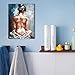 Canvas Wall Art for Bathroom Bedroom Decor Abstract Sexy Nude Woman Black White Blue Framed Wall Art Girls Room Decoration Modern Gift for Woman