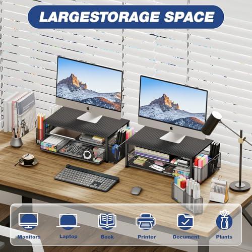 Image of OPNICE Desk Organizers and Accessories, Computer Monitor Stand Riser with Drawer and 2 Pen Holders, Printer & Laptop Stand, Office Desk Accessories & Workspace Organizers for Home Office Supplies