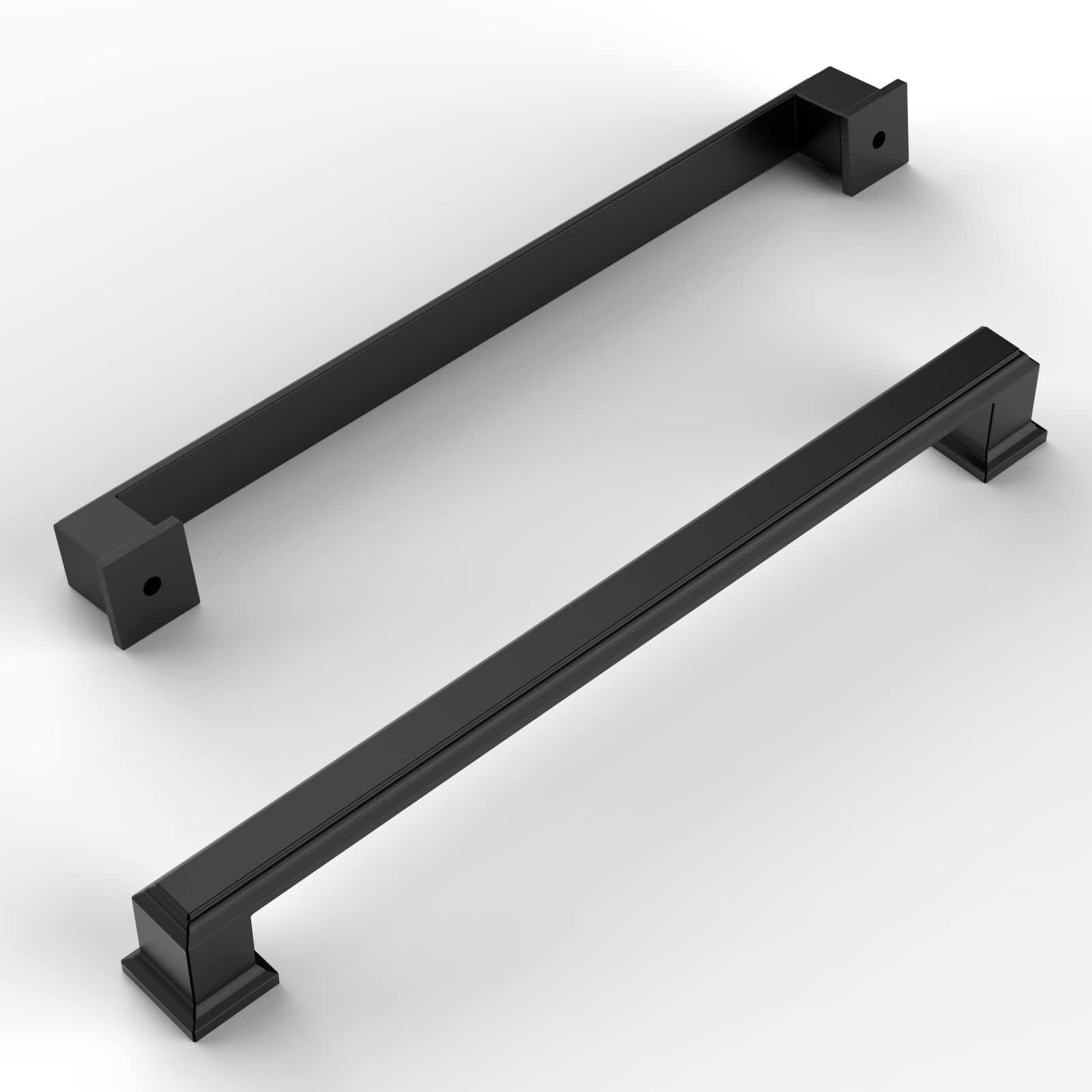 Amerdeco 6 Pack Matte Black Cabinet Pulls, 6.3 Inch(160mm) Hole Centers Kitchen Cabinet Handles, Solid Zinc Alloy Cabinet Hardware Drawer Pulls for Dresser Cupboard Wardrobe,AM045
